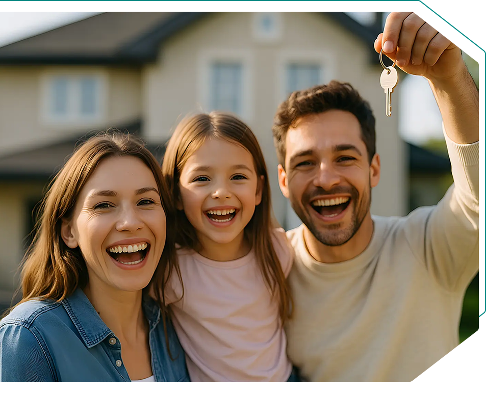 family with new home
